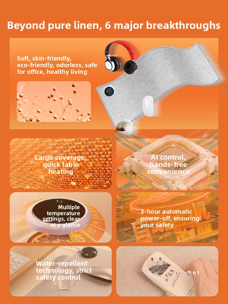 Heated Mousepad Linen Material - Interior Design Warm ulasan dan harga