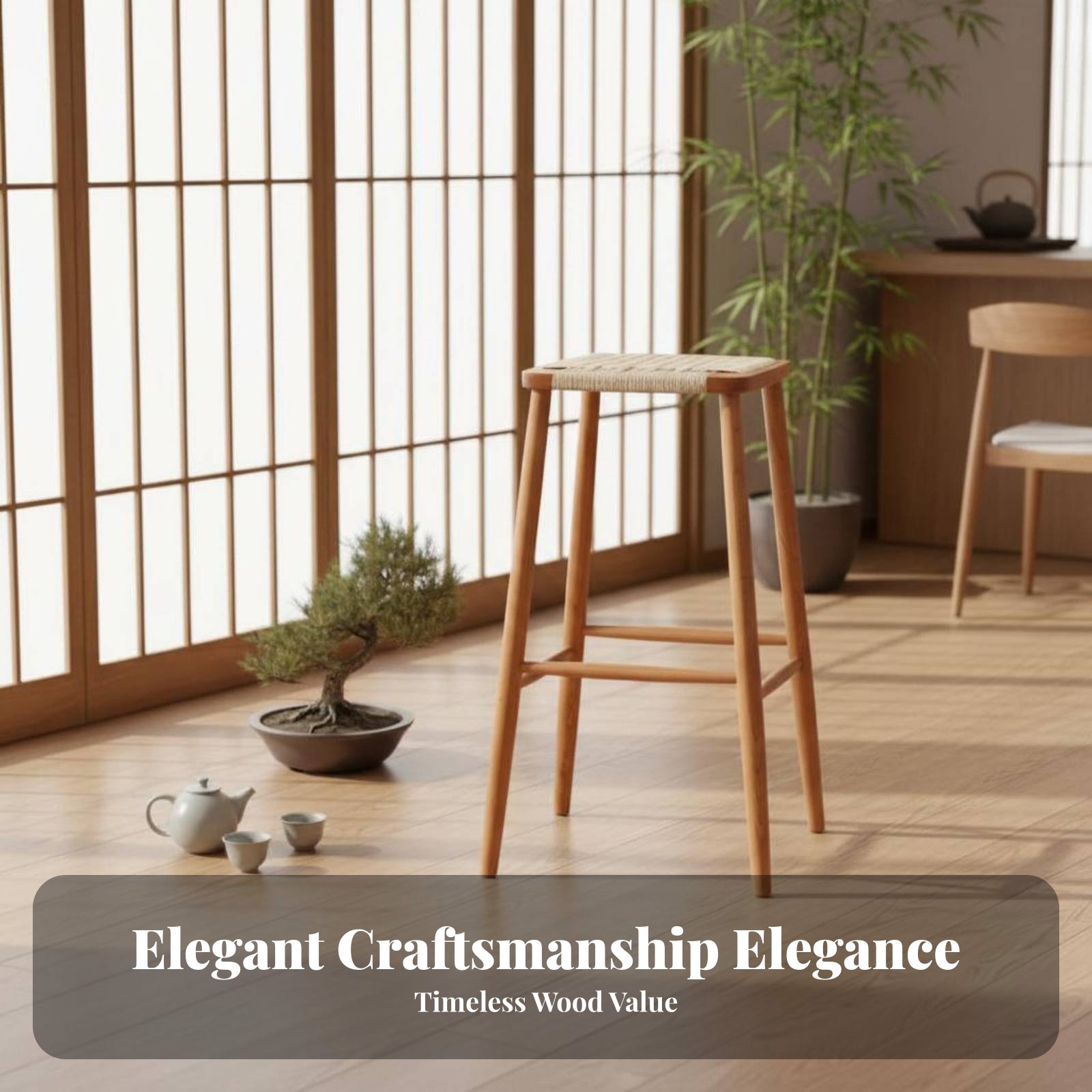 Woven Seat Counter Stool Japan - Interior Design Japanese ulasan dan harga