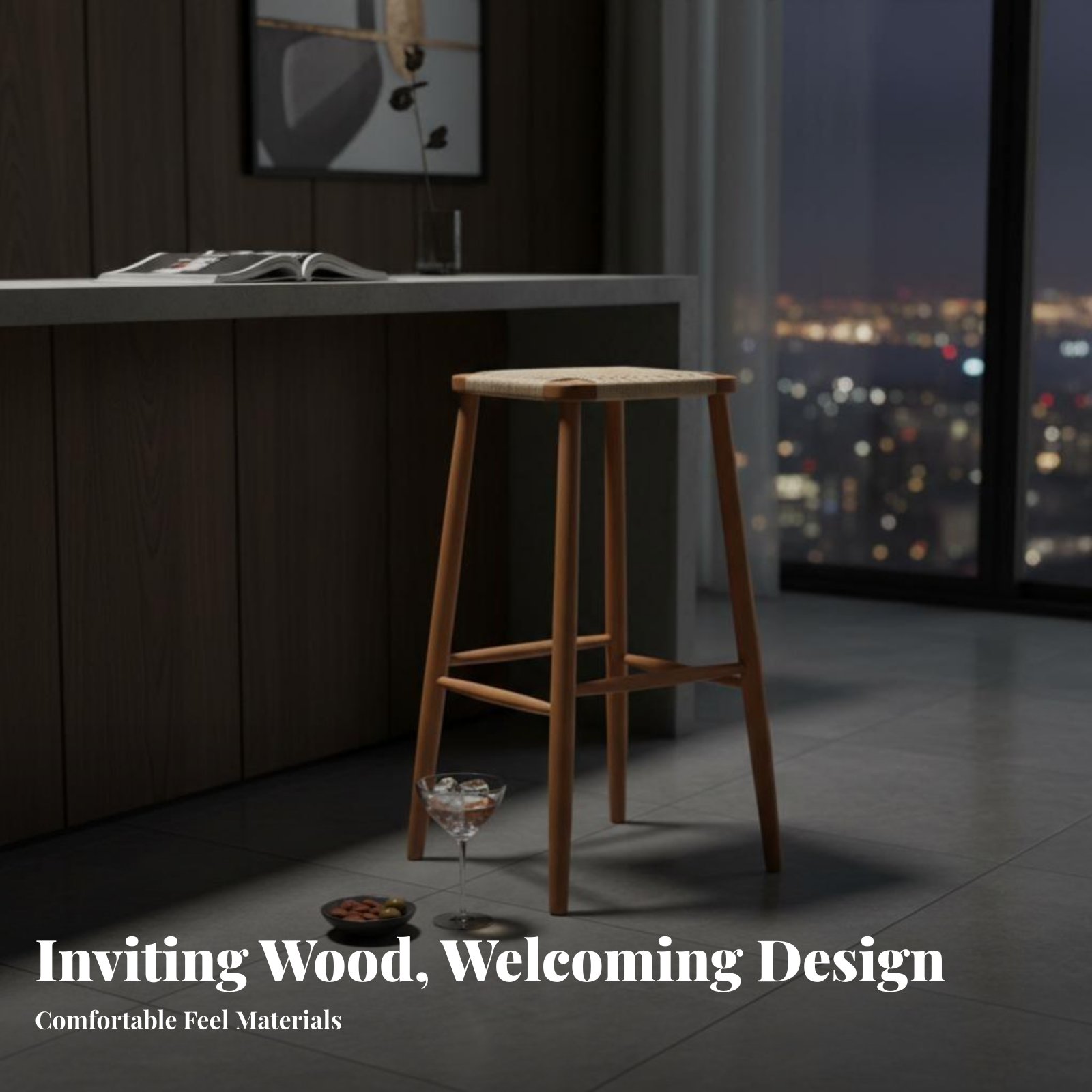 Woven Seat Counter Stool Japan - Interior Design Japanese ulasan dan harga