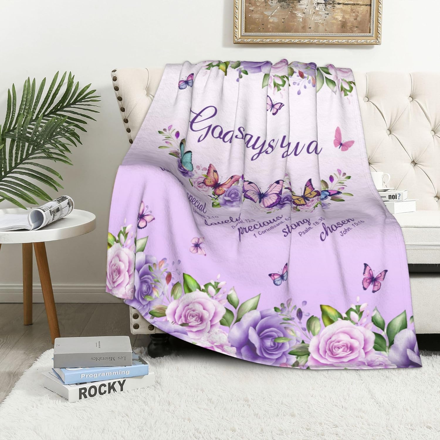 Purple Roses Butterflies Faith - Interior Design Warm ulasan dan harga