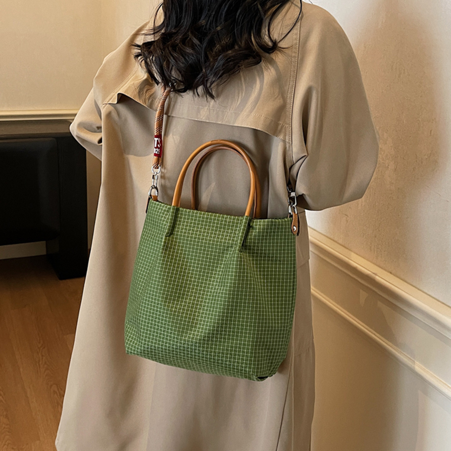 Plaid Design Nylon Tote Bags L - Interior Design Japanese ulasan dan harga